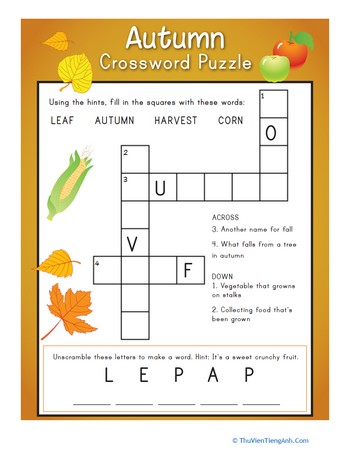 Easy Autumn Crossword