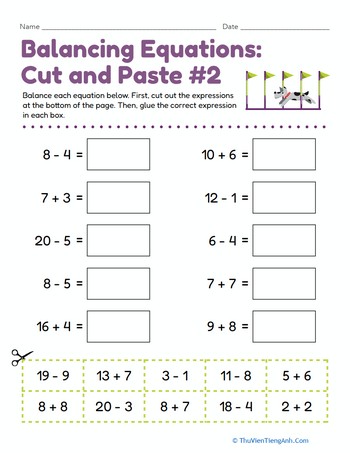 Balancing Equations: Cut and Paste #2