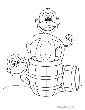 Barrel of Monkeys Coloring Page