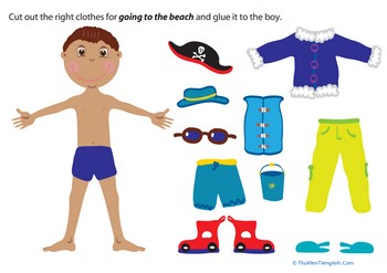Beach Boy Paper Doll