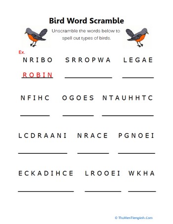 Bird Word Scramble