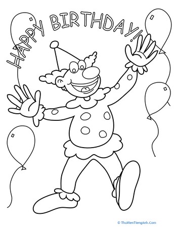 Birthday Clown Coloring Page