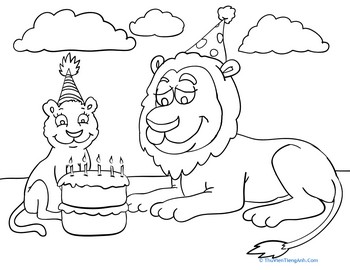 Birthday Coloring: Lion Party