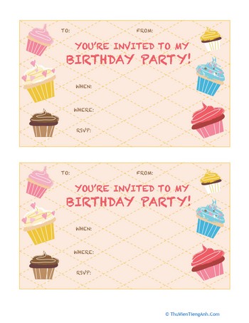 Cupcake Birthday Invitations