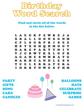 Birthday Word Search