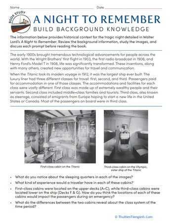 Book Study: A Night to Remember: Build Background Knowledge