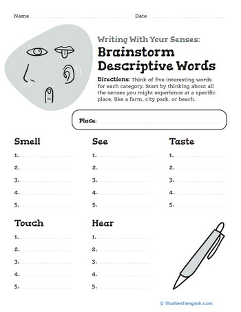 Writing With Your Senses: Brainstorm Descriptive Words