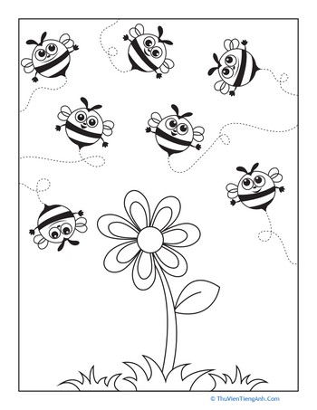 Busy Bees Coloring Page