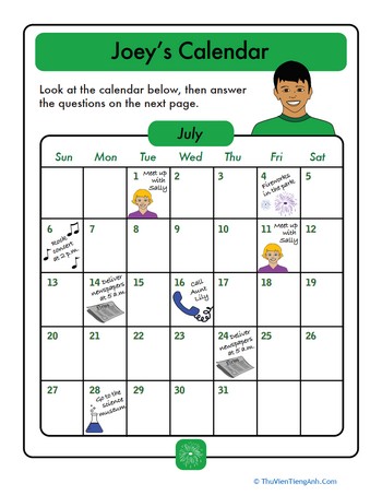 Calendar Challenge: Joey’s Month