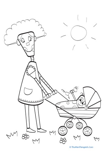 Robot Family Coloring Page
