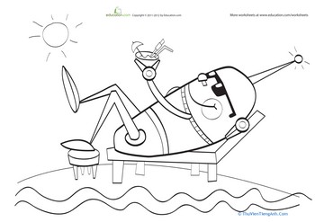 Relaxed Robot Coloring Page