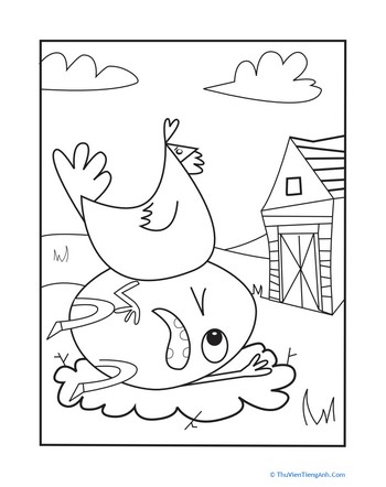 Chicken and Egg Coloring Page