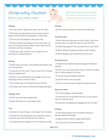 Childproof Checklist – Before Crawling