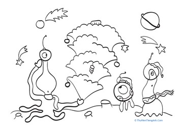Christmas in Space Coloring Page