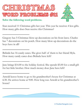 Christmas Word Problems #11