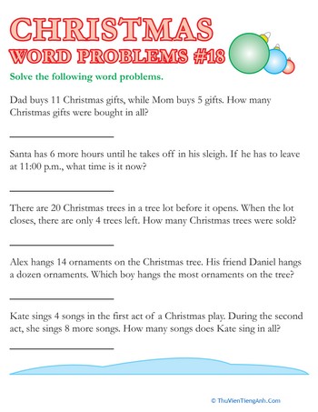Christmas Word Problems #18