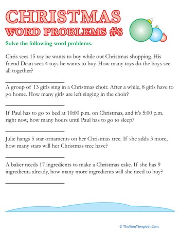 Christmas Word Problems #8