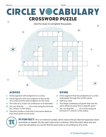 Circle Vocabulary Crossword Puzzle