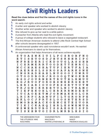 Civil Rights Leaders Word Puzzle
