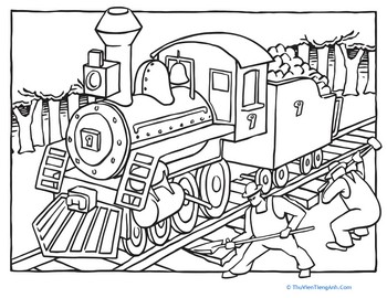 Train Coloring Page: Steam Engine