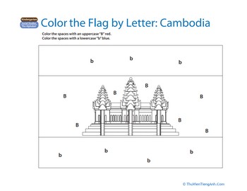 Make a Color-by-Letter Flag: Cambodia