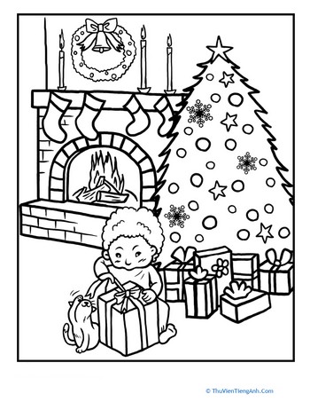 Color the Christmas Eve Scene