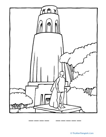 Coit Tower Coloring Page