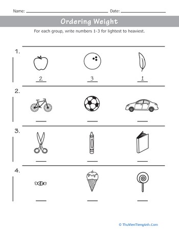 Color & Compare: Ordering Weight