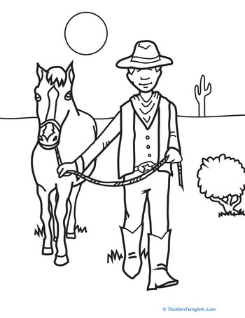 Color the Cowboy and His Horse