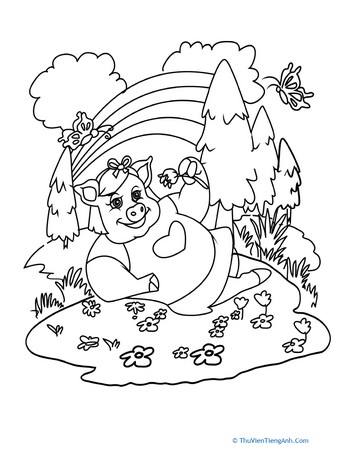 Color the Daydreaming Pig