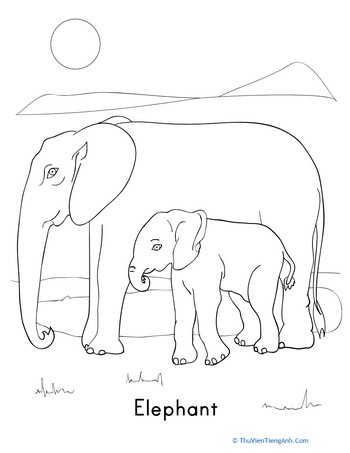 Elephant Family Coloring Page