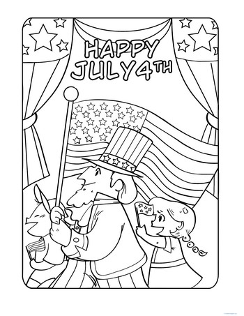 Fourth of July Parade Coloring Page