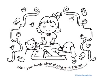 Wash Those Hands! Color the Hand Washing Scene