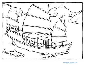 Junk Boat Coloring Page