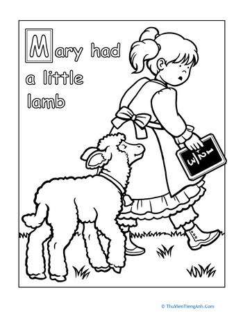 Mary Had a Little Lamb Coloring Page