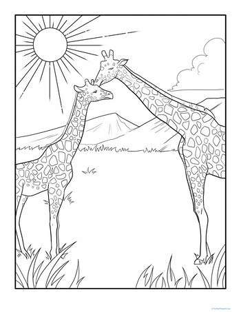 Color the Nuzzling Giraffes
