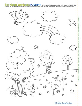 Forest Scene Coloring Page Placemat!