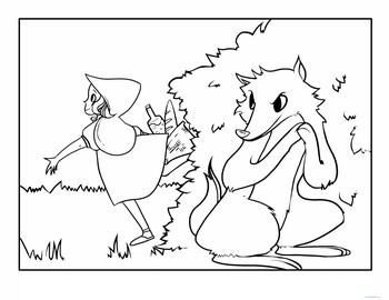 Little Red Riding Hood and Wolf Coloring Page