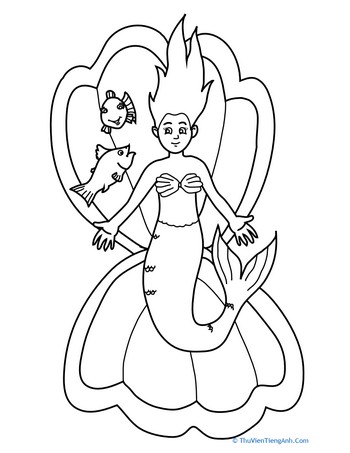 Color the Resting Mermaid