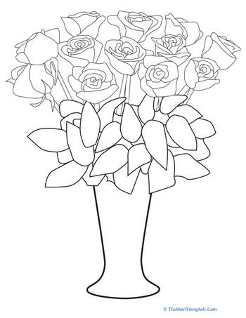Color the Roses in the Vase