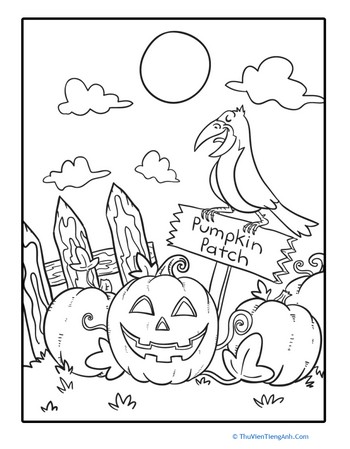 Spooky Pumpkins Coloring Page