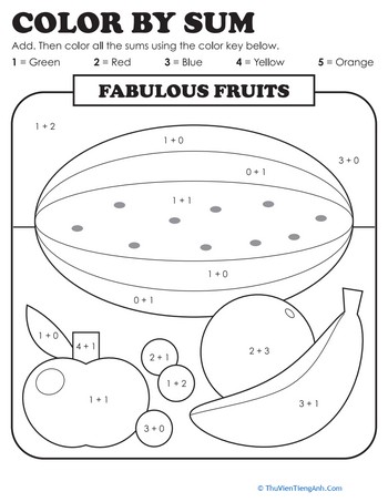 Color by Sum: Fabulous Fruits