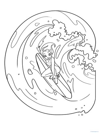 Surfer Girl Coloring Page