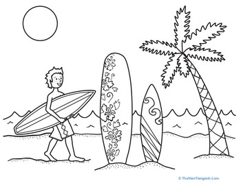 Surfer Dude Coloring Page