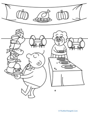 Color the Thanksgiving Food Hog