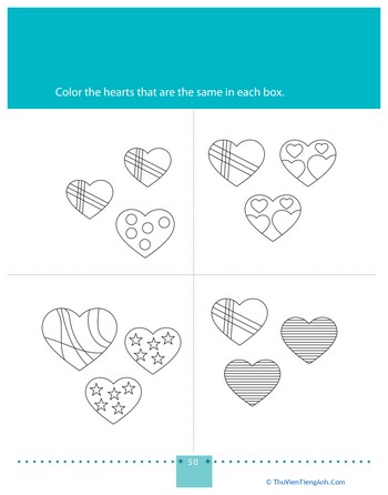 Color the Matching Hearts