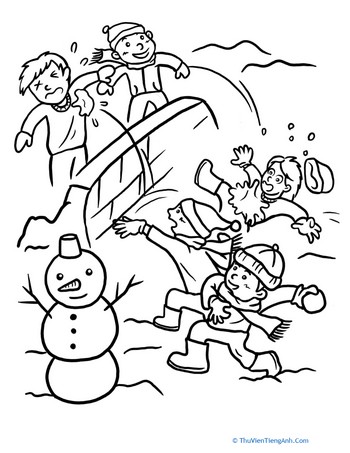 Snowball Fight Coloring Page