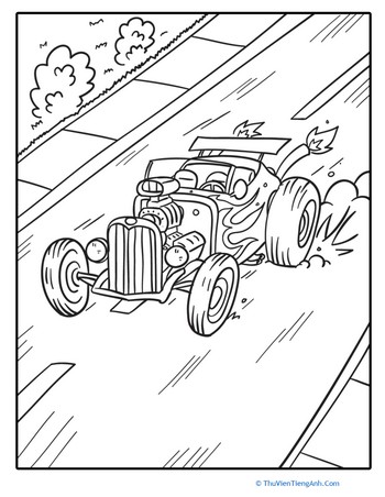 Hot-Rod Roadster Coloring Page