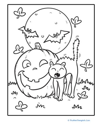 Color the Yawning Halloween Kitty