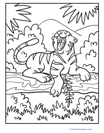 Jungle Tiger Coloring Page